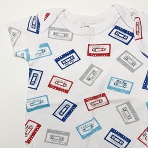 0-3M Red, White & Blue Retro Mixtape Graphic Onesie